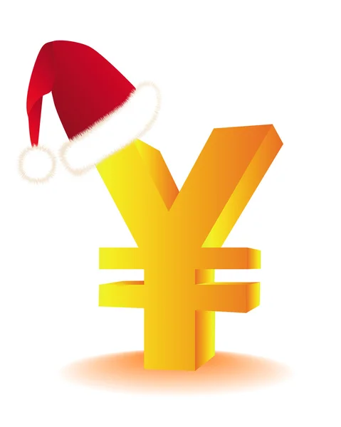 stock vector Symbol of the yen in the red hat Santa