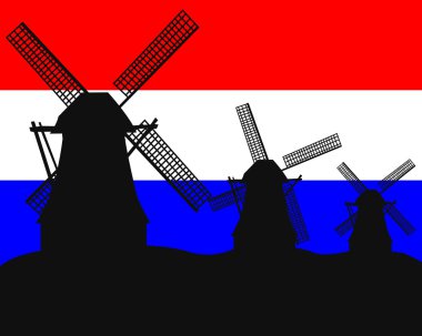 Silhouettes of windmills clipart