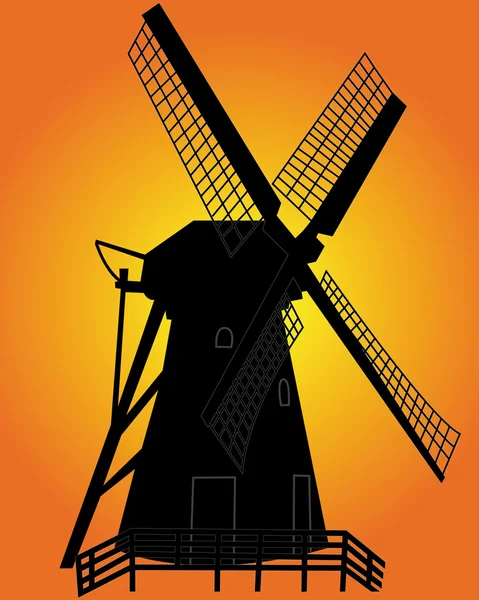 stock vector Black silhouette of a windmill