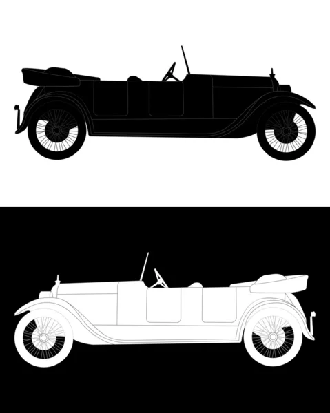 黑色和白色轮廓的一辆车 — 图库矢量图片