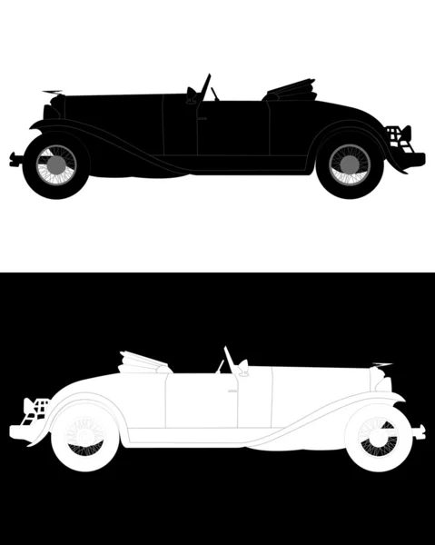 Silhuetter av en gammal Cabriolet — Stock vektor