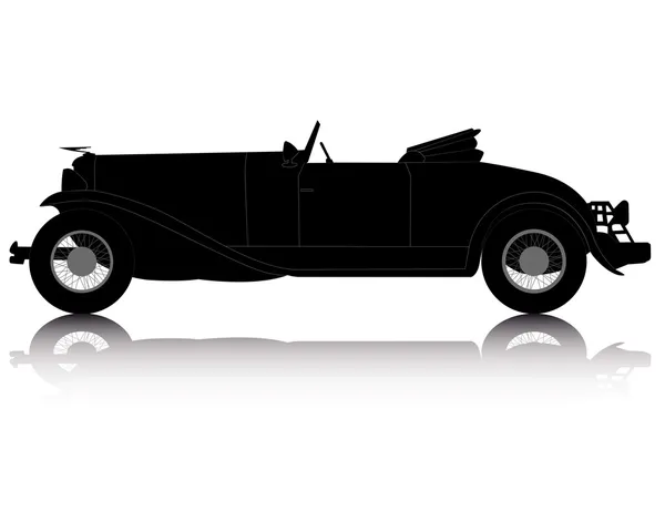 Schwarze Silhouette eines alten Cabrios — Stockvektor