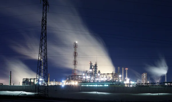 Raffineria di notte — Foto Stock