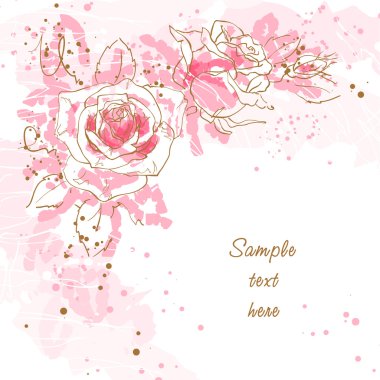 Romantic vector background with roses clipart