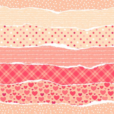 Torn wrapping paper with hearts. clipart