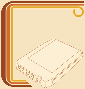 Retro 70s border with 8-track tape clipart