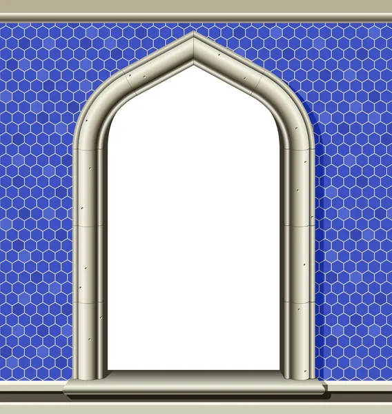 Арка окна - голубая плитка — стоковый вектор