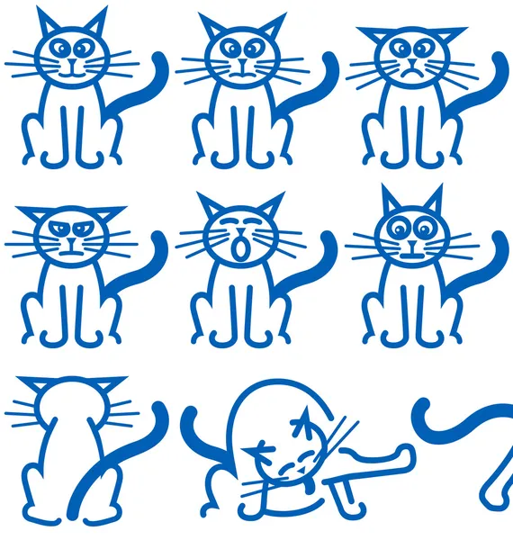 stock vector Nine common expressions of a cat