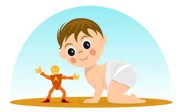 Χαριτωμένο μωρό παίζει με τα παιχνίδια — Διανυσματικό Αρχείο