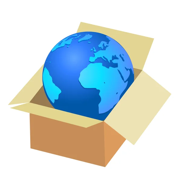 Earth in a box with a planet — Stock Vector