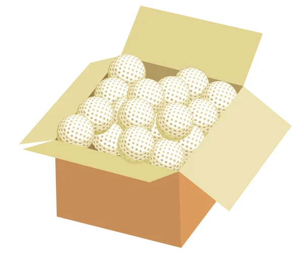 Full box of golf ball — Stock Vector