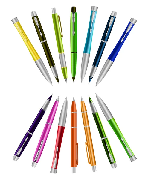 다채 로운 펜 세트의 벡터 그림 — 스톡 벡터