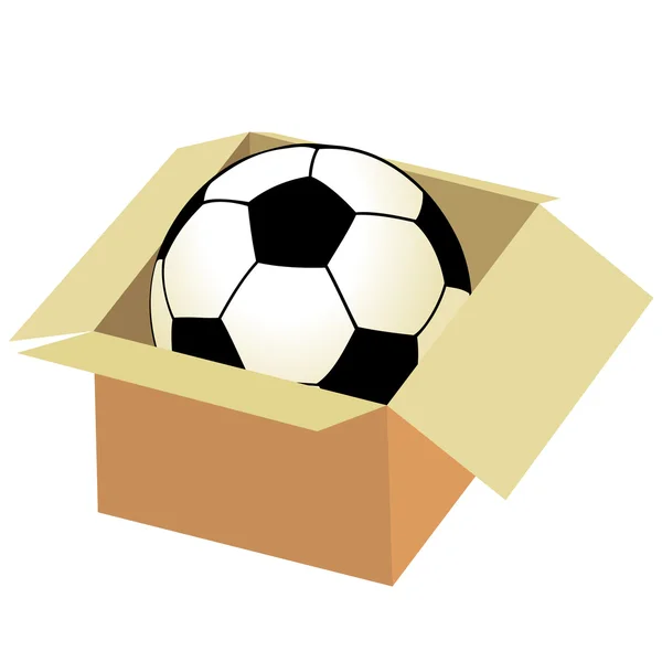 Pallone da calcio nella scatola — Vettoriale Stock