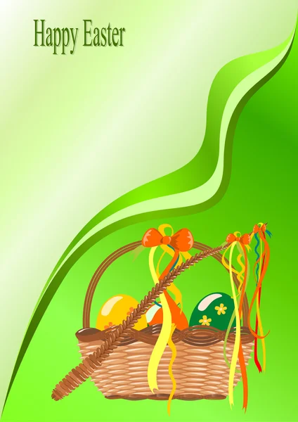 stock vector Basket with easter eggs