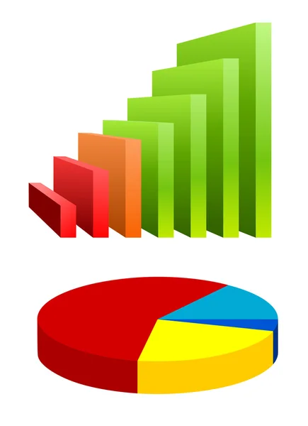 Gráfico de pizza e gráfico de barras — Vetor de Stock