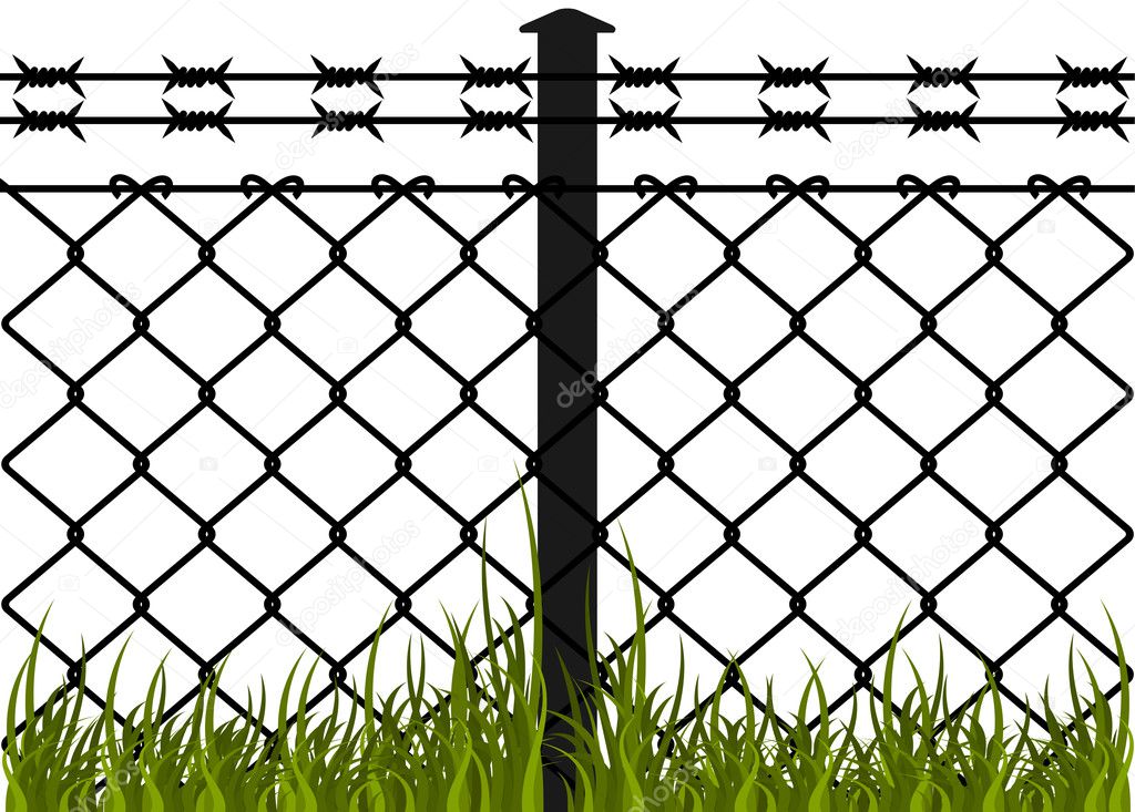 Wire fence with barbed wires