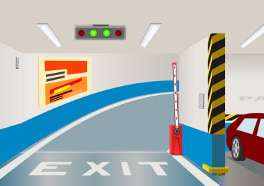 Underground parking garage. Vector illustration clipart