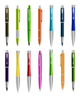Vector illustration of set colorful pens clipart