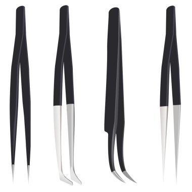 Set of steel tweezers clipart