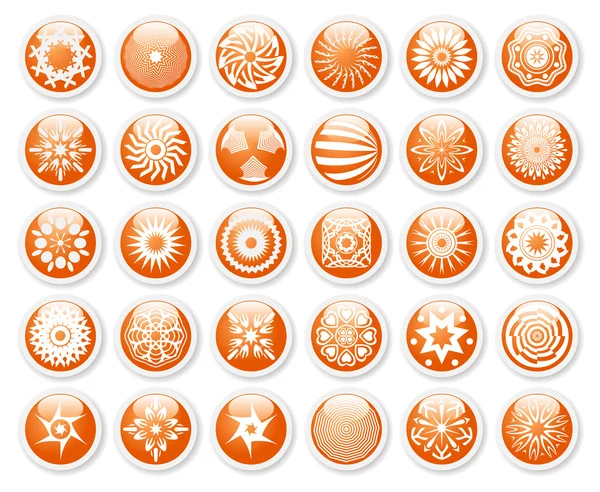 Símbolos abstractos, pegatinas naranjas — Archivo Imágenes Vectoriales