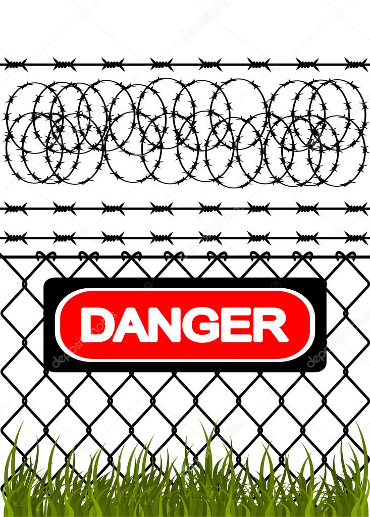 Wire fence with barbed wires