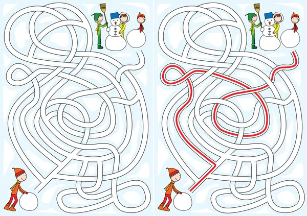 Snowman maze — Stock Vector