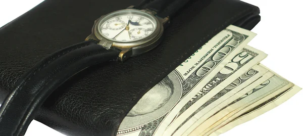 Geldbörse und Armbanduhr — Stockfoto
