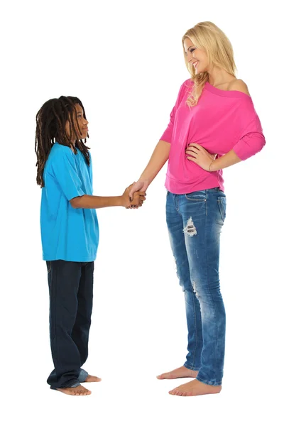 Rasta boy shaking hands with his friend — Stock Photo, Image