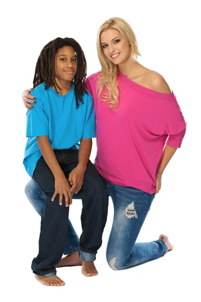 Blonde woman loves her rasta brother — Stock Photo, Image