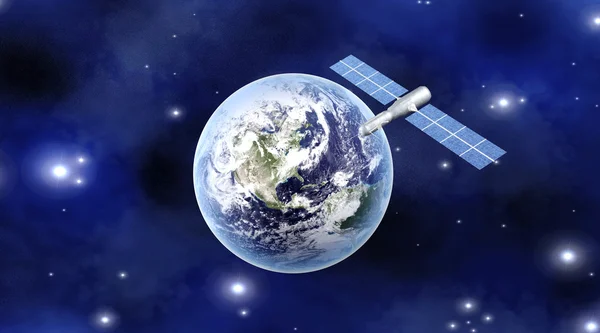 Satellit über der Erde — Stockfoto