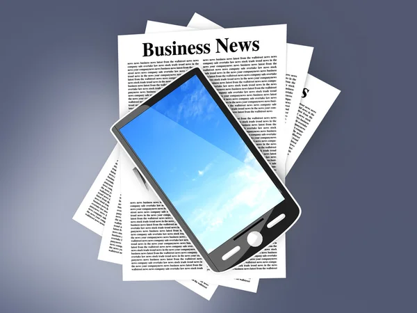 Smartphone in de bedrijfs tribune Nieuws — Stockfoto