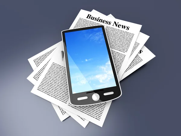 Smartphone i business news — Stockfoto