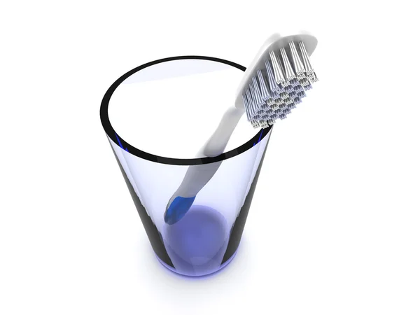 Cepillo de dientes en un vaso —  Fotos de Stock