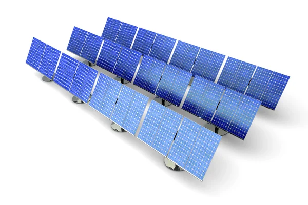 Панелі сонячних батарей ферми — стокове фото