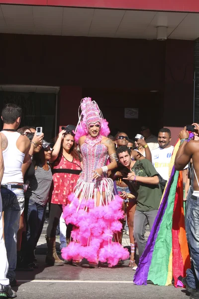 Arrastar Rainha no Desfile Gay em São Paulo — Fotografia de Stock