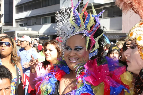 Drag queen op de homoseksuele parade in sao paulo — Stockfoto