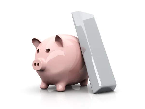 Piggy banco poupança prata — Fotografia de Stock