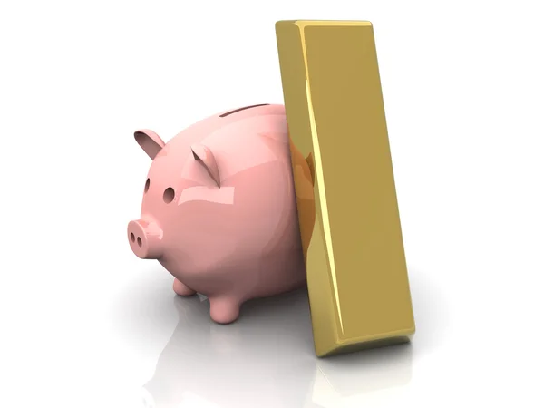 Piggy bank saving Gold — Stock Photo, Image