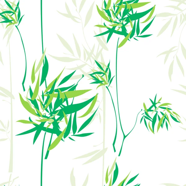 Шаблон с зелеными цветами и лесом — стоковый вектор