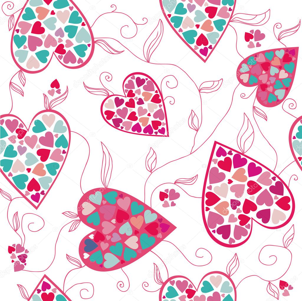 Valentine pattern with love hearts , vector.