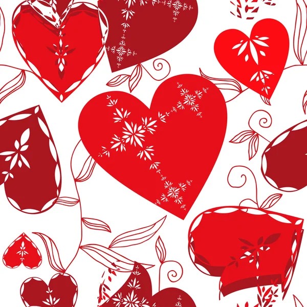 Padrão de Valentine com corações de amor, vetor . — Vetor de Stock