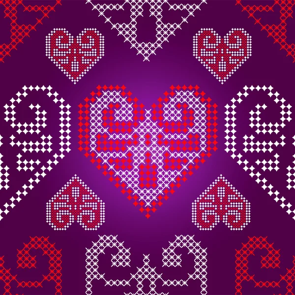 Svátky ornament vzor s valentine srdce, vektorové. — Stockový vektor