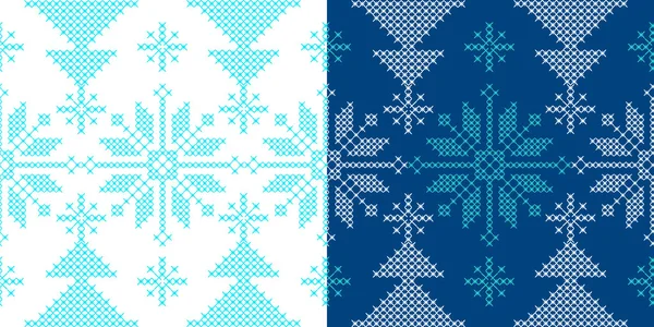 雪とクリスマス ツリーと休日の装飾パターン — ストックベクタ