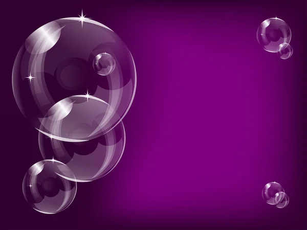 En lila transparent såpbubbla bakgrundsdesign — Stock vektor