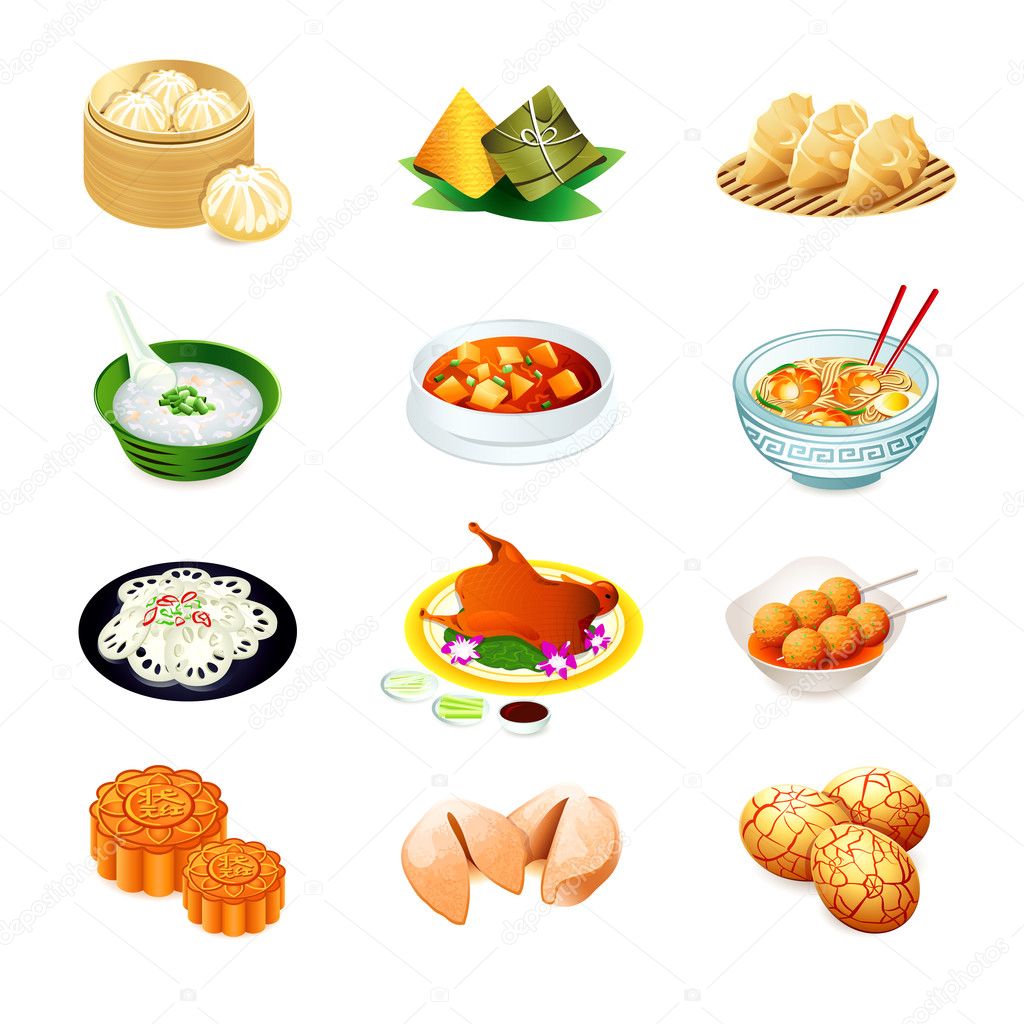 Chinese food icons — Stock Vector © sahuad #9247445