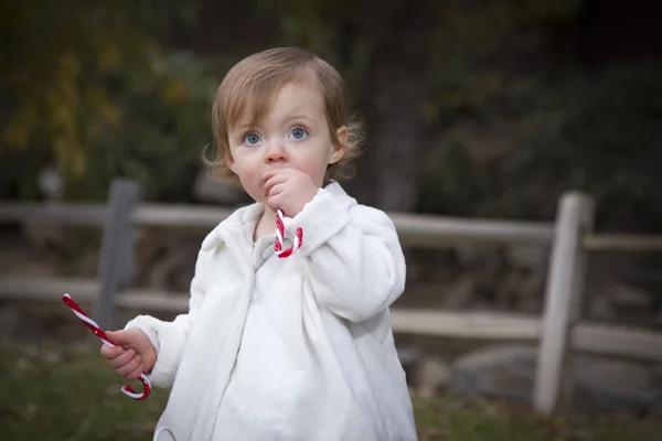 Förtjusande baby flicka som leker i parken — Stockfoto