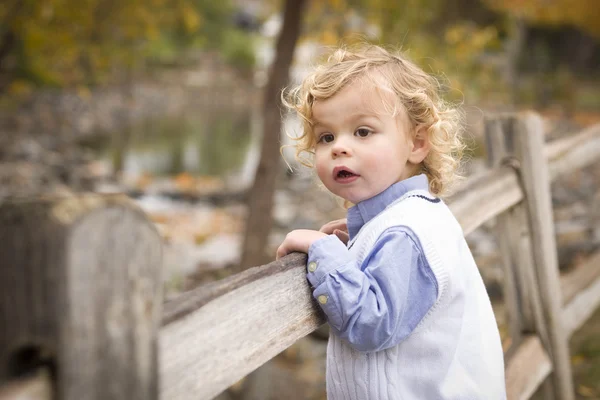 Adorable Young Boy Playing Outside — Stock Photo, Image