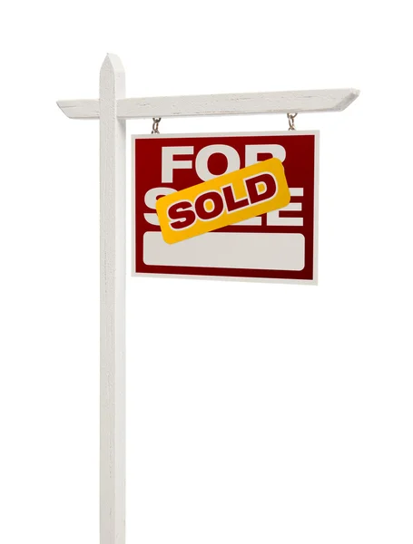Vendido para la venta Señal de bienes raíces aislado - Correcto — Foto de Stock