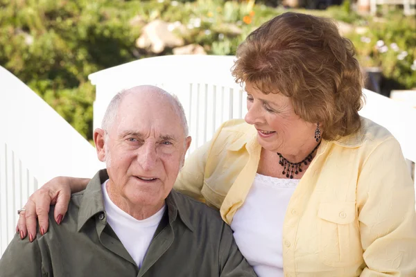 Happy Senior Couple Relaxing in The Park — Stock Photo, Image