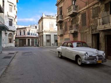 Classic old american car in Old Havana clipart